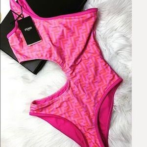 Fendi pink cut out one piece